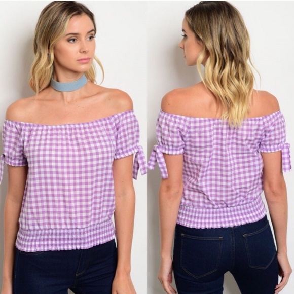 Hollywood Rage Wholesale Tops - 🦋3/$15💰Lilac Gingham Top